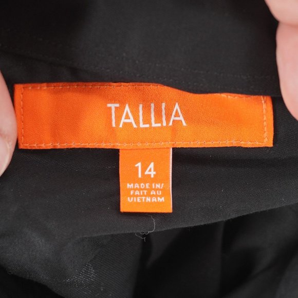 Tallia Women's Black Cotton Blend Long Sleeves Button Down Shirt Business 14 - Picture 3 of 5